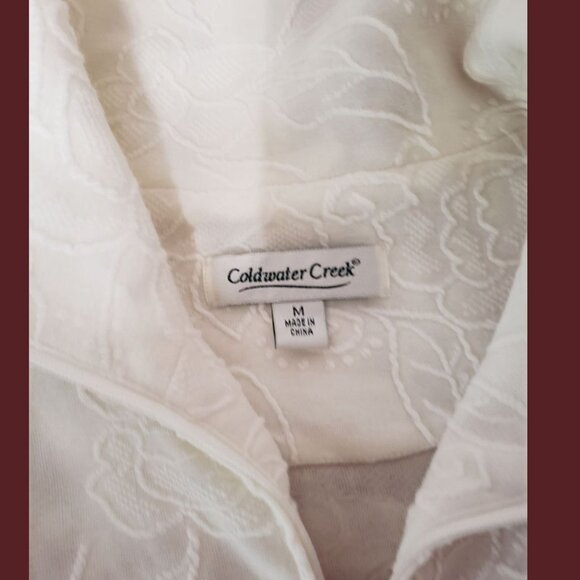 Coldwater Creek Womens Textured Floral Zip-Up Jacket Cream Size Medium - Picture 7 of 12